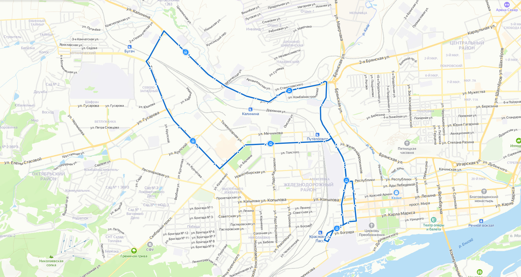 Троллейбус 4 Красноярск - расписание и маршрут - остановки ...