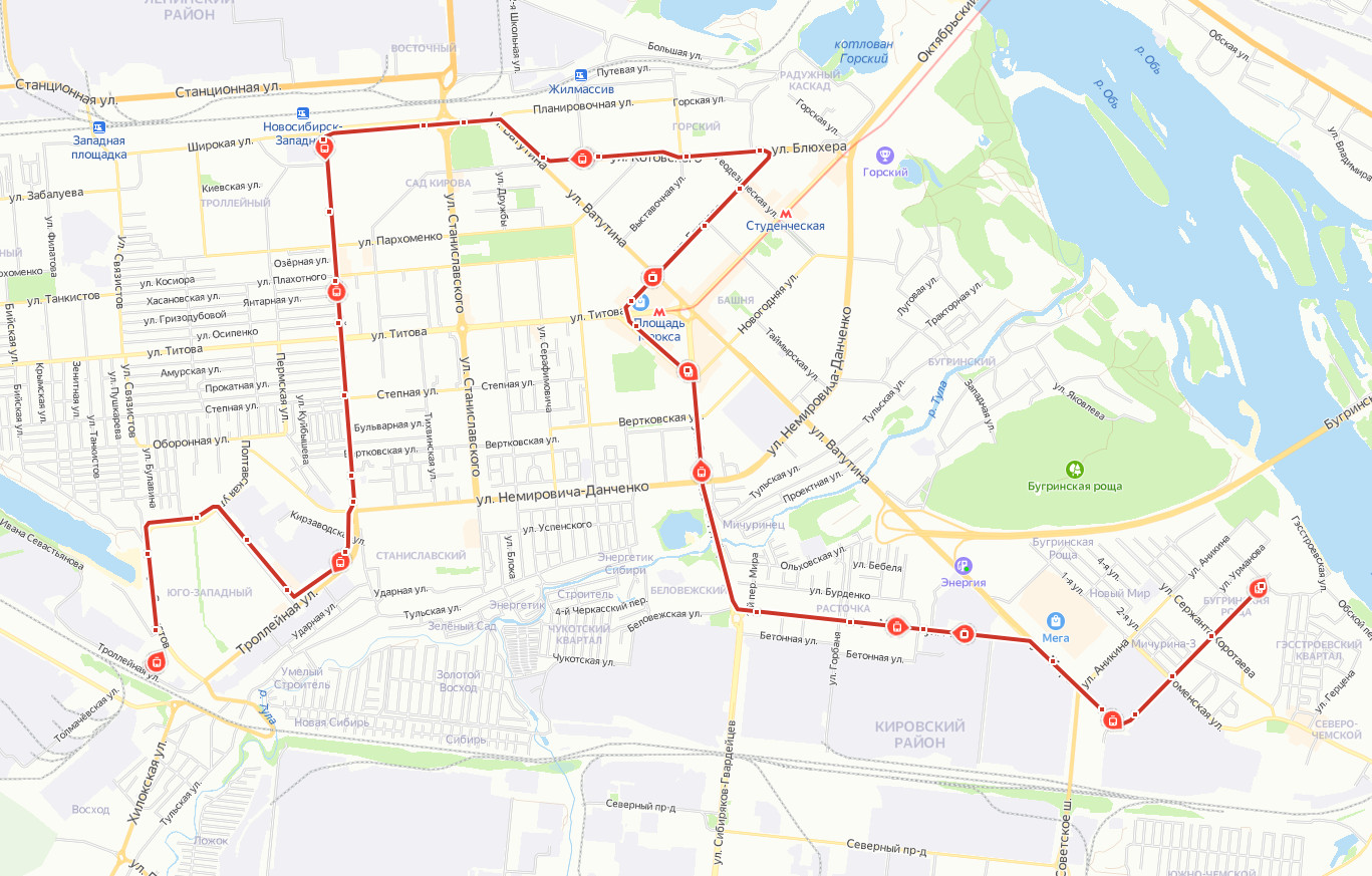 Трамвай 15 Новосибирск - расписание и маршрут - остановки - Бугринская ...