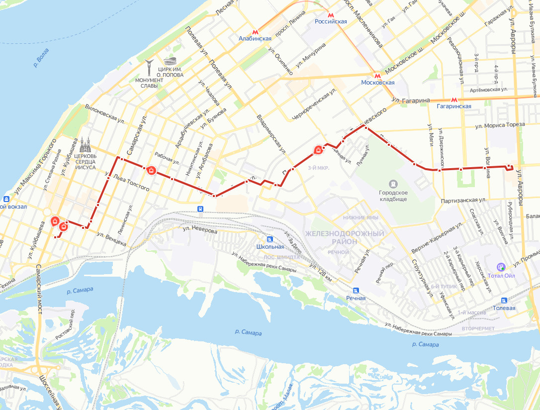 Трамвай 1 Самара - расписание и маршрут - остановки - ул. Чапаевская ...