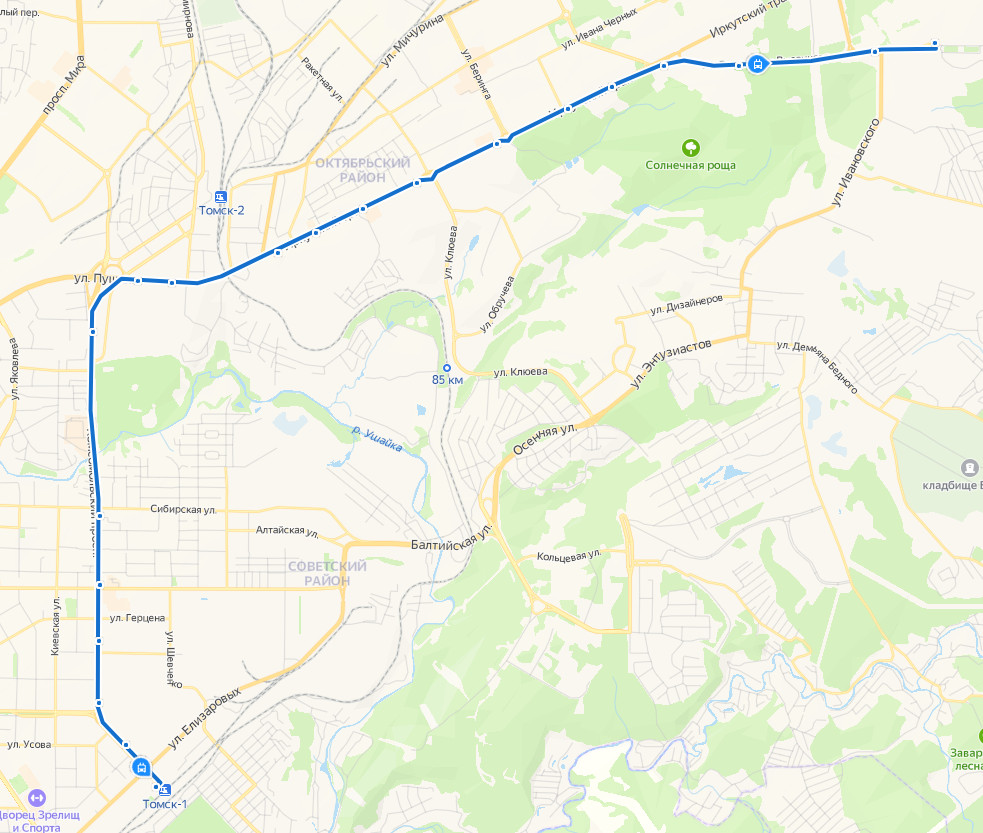 Троллейбус 7 Томск - расписание и маршрут - остановки - Железнодорожный ...